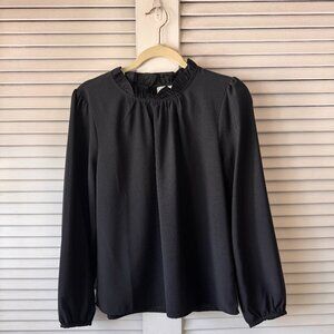 J. Crew Long-sleeve ruffleneck top - Black M